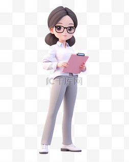 公司介绍logo图片_3D立体卡通人物形象公司女职员女