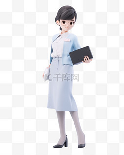 卡通形象办公图片_3D立体卡通人物形象公司女职员女