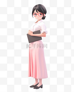 卡通形象办公图片_3D立体卡通人物形象公司女职员女