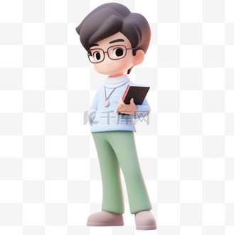 戴眼镜的卡通男图片素材_3D立体卡通人物形象男老师男教师10