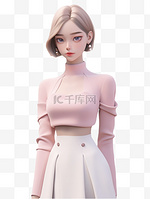 3d人物职业女性老师白领免扣素材