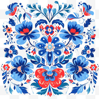 花纹蓝色图案色彩免扣元素装饰素材