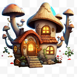 房屋绘画png图片_房屋质感蘑菇免扣元素装饰素材