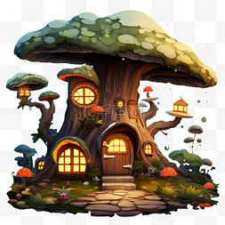 房屋建模蘑菇免扣元素装饰素材
