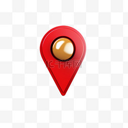 标记图标图片_带有红针位置标签的3D地图图标