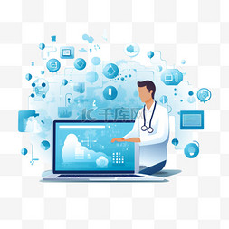 蓝色医疗健康图片_智能医疗技术模板向量