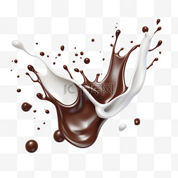 奶油牛奶图片_巧克力无缝插图逼真的3d飞溅和流