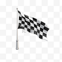 旗帜白色图片_白色背景的3D赛车旗帜