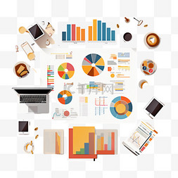 科技分析数据表图片_办公桌面视图商务会议平面web信息