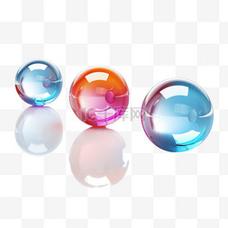 眨眼反射图片_抽象的玻璃色球。球亮透明，气泡