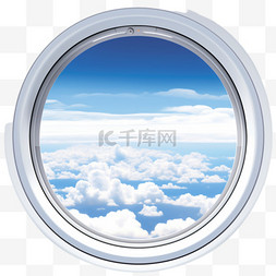 窗口飞机图片_带天空和机翼景观的飞机舷窗
