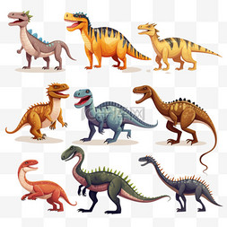 有名字的不同类型的恐龙