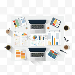 办公桌面视图商务会议平面web信息