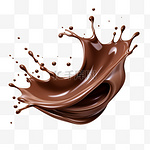 巧克力无缝插图逼真的3d飞溅和流动滴的黑色或牛奶巧克力