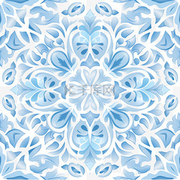 奢华丝绸背景图片_浅蓝色大马士革风格的无缝背景