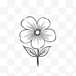 手绘平面设计简单的花卉轮廓