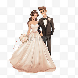 卡通婚礼请柬图片_可爱的新娘和新郎夫妇准备结婚邀