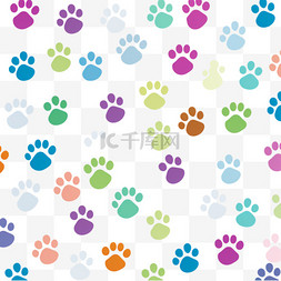 正方形设计图案图片_无缝动物图案背景，可爱的爪印矢