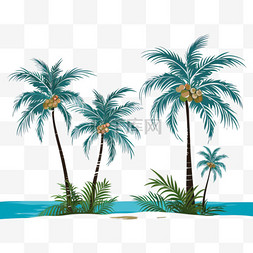 海面背景图片_夏日背景棕榈树设计