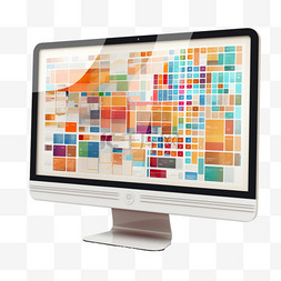 设计软件系列图标图片_带有旧软件窗口的个人电脑屏幕