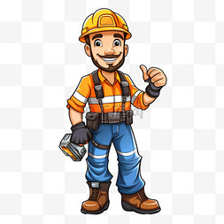 建筑工人帽子图片_专业工人安全机械工程师人物卡通