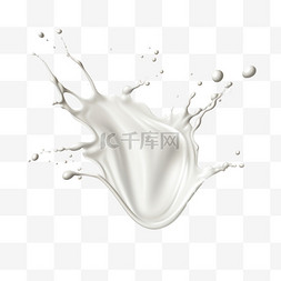 逼真的白牛奶飞溅，流动的酸奶或