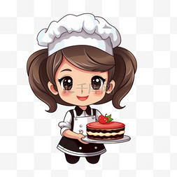 餐厅厨房图片图片_可爱的厨师女孩穿着制服，手持蛋