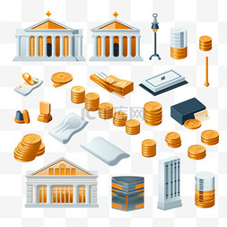 股票ui图标图片_集合向量金融业务银行UI概念
