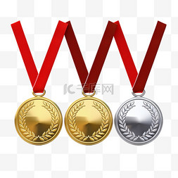 奖杯奖状奖牌图片_颁发金银和铜质空白奖牌，用丝带