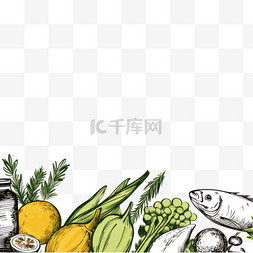 水果食品背景图片_手绘素描健康食品背景