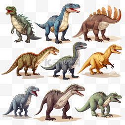 有名字的不同类型的恐龙