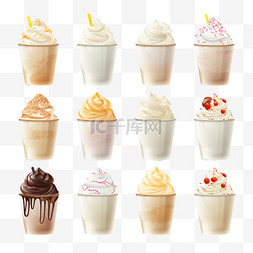 冰淇淋吃图片_一套逼真的白色塑料杯，配上不同