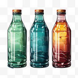 彩色玻璃图案图片_瓶子彩色玻璃元素立体免扣图案