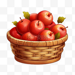 苹果鲜艳果篮元素立体免扣图案