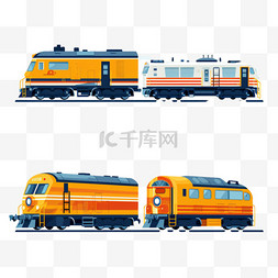 扁平设计的一组很棒的火车
