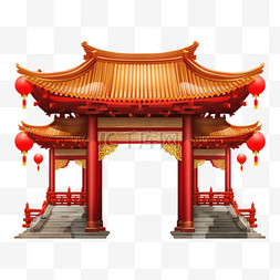 中国风中式建筑门楼节日装饰元素