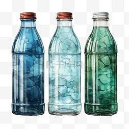 瓶子质感玻璃元素立体免扣图案
