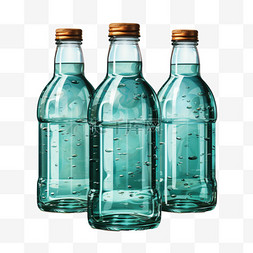 瓶子排列玻璃元素立体免扣图案