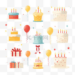 生日聚会字体图片_一套生日快乐铭文。向量插图。