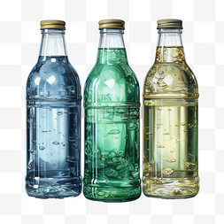 瓶子数字艺术玻璃元素立体免扣图
