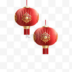 鎏金红灯笼立体质感节日装饰元素