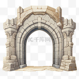 拱门石块建筑元素立体免扣图案