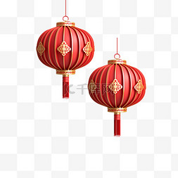 鎏金线条图片_红灯笼立体质感春节新年装饰元素