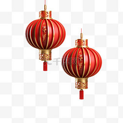 鎏金红灯笼立体质感春节装饰元素