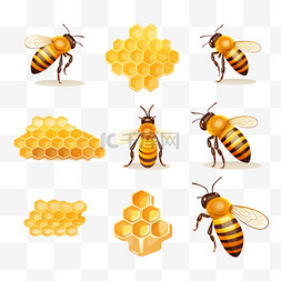 蜂巢几何蜜蜂元素立体免扣图案