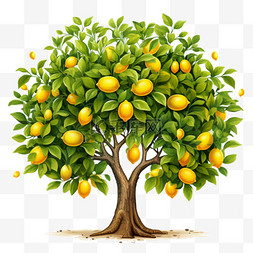 柠檬树植物ai元素立体免扣图案