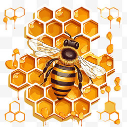 蜂巢立体图片_蜂巢生动蜜蜂元素立体免扣图案