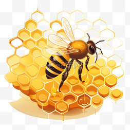 蜂巢可爱蜜蜂元素立体免扣图案