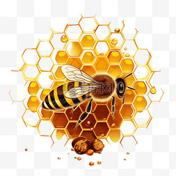 蜂巢建模蜜蜂元素立体免扣图案