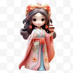 中秋节古风人物3D国潮风传统女孩